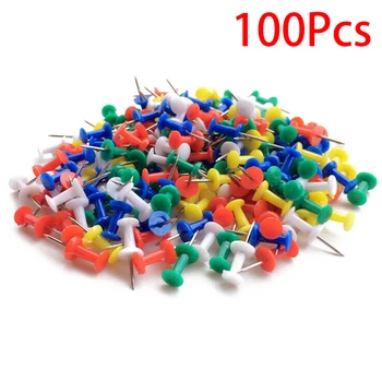 

100pcs School Drawing Crafts Binding Supplies Colored Metal Stationery Notice Map Cork Board Home Office Thumb Tacks Push Pin