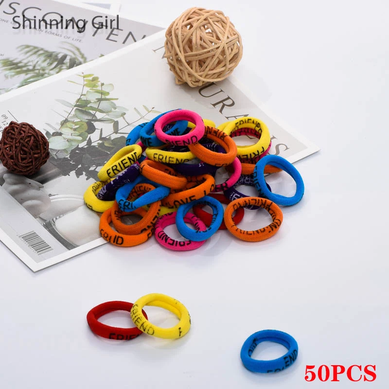 LoveColorful-50pcs 30 шт./50 шт., бесшовная Детская резинка для волос для девочек, эластичная резинка для волос, резинка для головы, держатель для волос, аксессуары для волос для детей - Окраска металла: LoveColorful-50pcs
