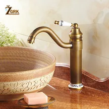 

Antique Brass Basin Faucet Cold And Hot Water Mixer Tap Universal Rotary Bathroom Faucet Single Hole Water Faucet Deck Mounted