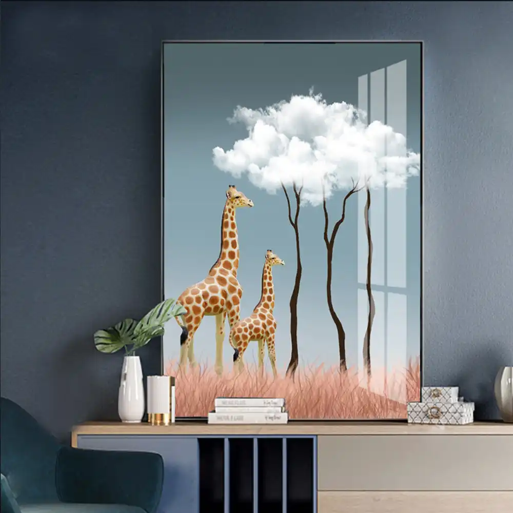 Dessin Anime Girafe Huile Art Imprime Pour Salon Enfants Chambre Peintures Sur Le Mur Decoration De La Maison Aliexpress