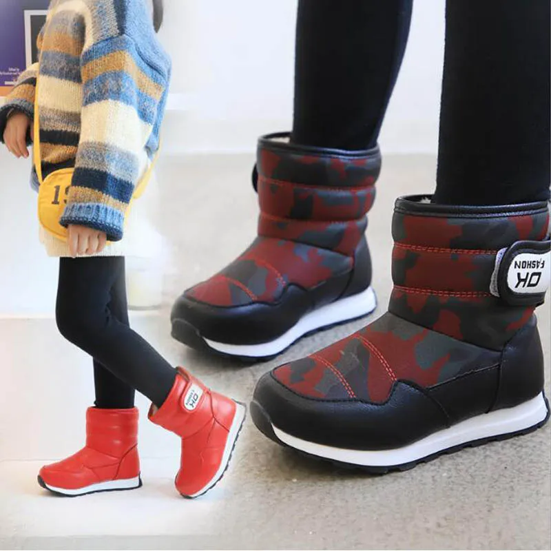 Winter Warm Thicker Baby Children Snow Boots Anti-Slip Kids Boys Girls Martin Boots Plush Waterproof Children Shoes Sneakers