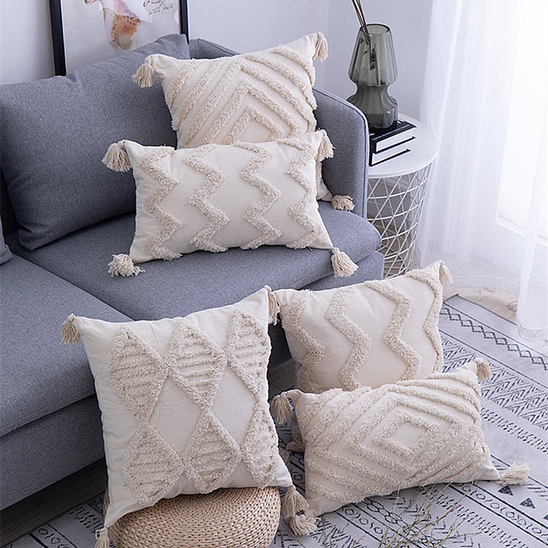 Fashion Vintage White Modern Office Nap Tufted Throw Pillow Moroccan Sofa Bed Pillowcase Seat Retro Cushion Cover | Дом и сад