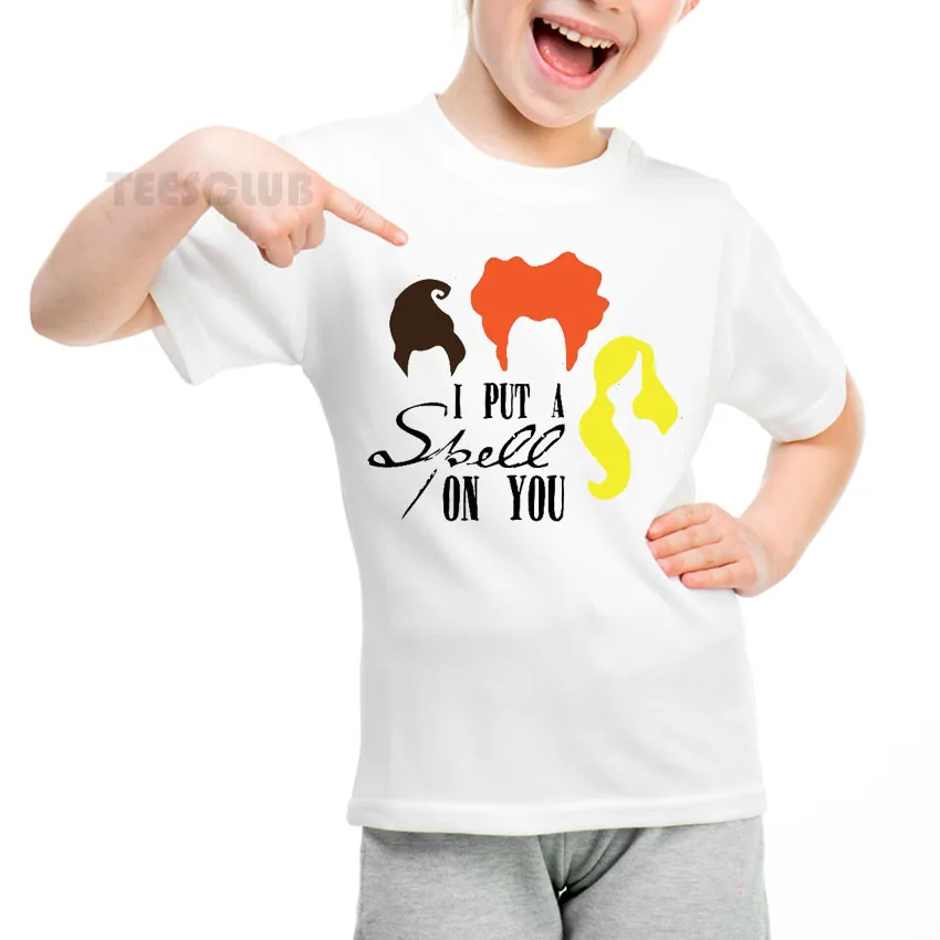 

Halloween Tees Fashion I Put A Spell On You Print T-shirt Kids It's Just A Bunch Of Hocus Pocus Shirts Children Summer Clothes