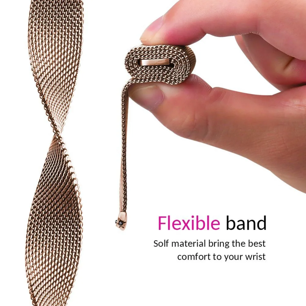 Skup Najlepsza milanese loop band dla Asus Zenwatch 3 magnetyczna ssąca bransoletka zamienna Watchband akcesoria czarny srebrny złoty