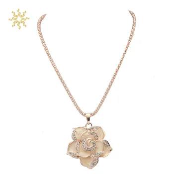 

Women's Necklaces Enamel Flower Pendant Necklaces Crystal Flower Pendant Necklace Jewelry Gift