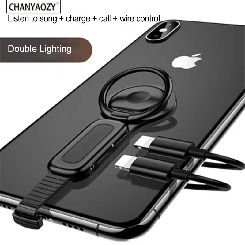 

ring holder 3.5mm Adapter for iPhone 6 7 8 plus X XR XS 11 Pro MAX AUX up audio charger splitter Jack headphones headset adapter