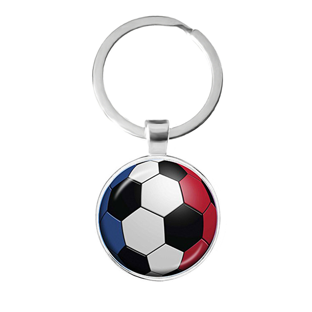 Football Team Emblem Keychain France Flag and Football Logo Key Ring Jewelry European Football Funs Cool Men Gift