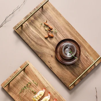 

Dessert Cake Plate Fruit Storage Tray Sushi Plate with Handle Log Color