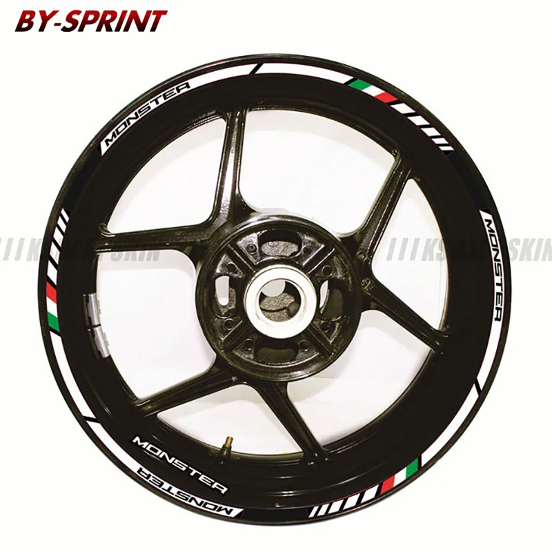 Обувь для езды на мотоцикле все DUCATI MONSTER 695 696 796 1100 1100S 797 821 795 12 X толстый край внешний обод наклейки Стикеры колеса нашивки