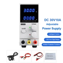 Fonte de alimentação dc ajustável 30v 10a laboratório regulador de tensão de alimentação estabilizador comutação kit dc banco de laboratório fonte