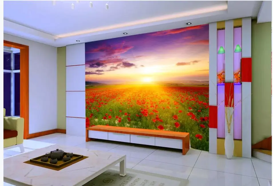 

Custom wallpapers Colorful sky flowers mural 3d wallpaper 3d wall papers for tv backdrop