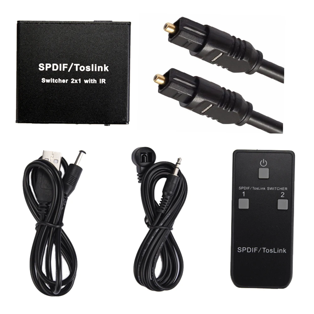 2-1 Spdif/Toslink Цифровой оптический волоконный аудио коммутатор с ИК-пультом дистанционного управления коаксиальный конвертер