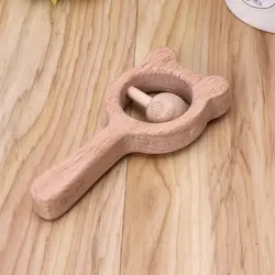 Детские буковая древесина медведь Детское Зубное кольцо детские погремушки Прорезыватель для зубов игровой, для тренировок игрушки