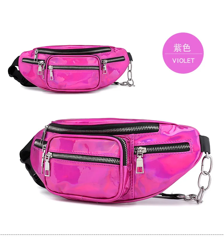 Sports Waist Pack Running Mobile Phone Bag Waterproof Pu Laser Reflective Chest Pack Shoulder Bag Laser Wallet Cross Border Supp