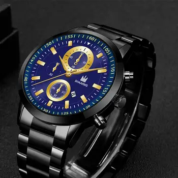 

SHAARMS Luxury Men Business Watch Fashion Stainless Steel Sport Quartz Wristwatch Man Automatic Date Watches Relogio Masculino