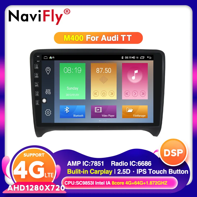  Android 10.0 Octa Core 4G RAM 64G ROM For Audi TT MK2 8J 2006-2012 Car DVD Radio Player With GPS na