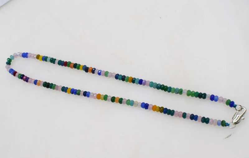 Нефритовое многоцветное круглое ожерелье из ограненных камней 4*2 мм 15,5 дюймов чокер FPPJ бусины натуральный синий rabinbow