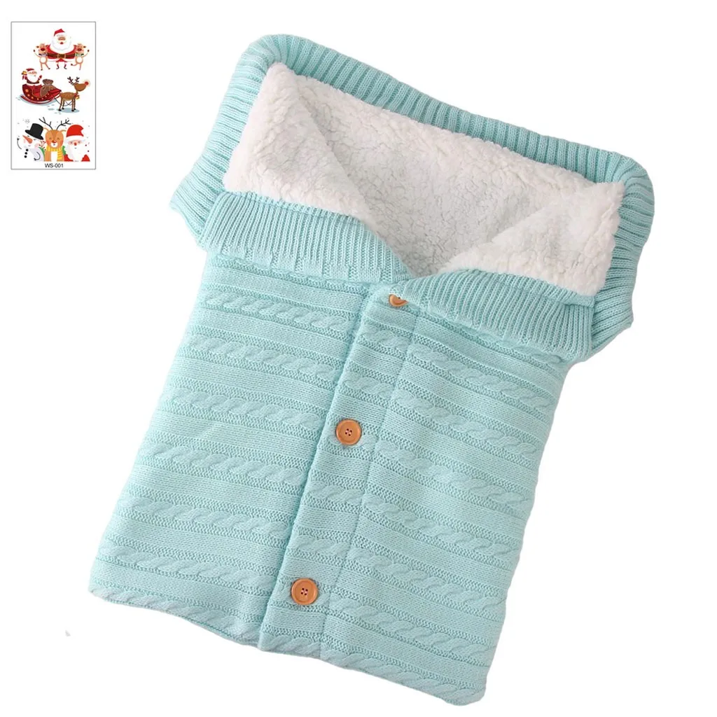 Хлопковое вязаное одеяло для новорожденных и малышей; зимнее теплое Пеленальное Одеяло; спальный мешок; аксессуары для коляски; спальные мешки