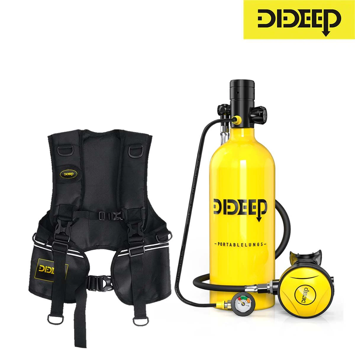 Dideep X5000pro 2l Scuba Diving Tank+upgrade Pressure Gauge+diving Vest
