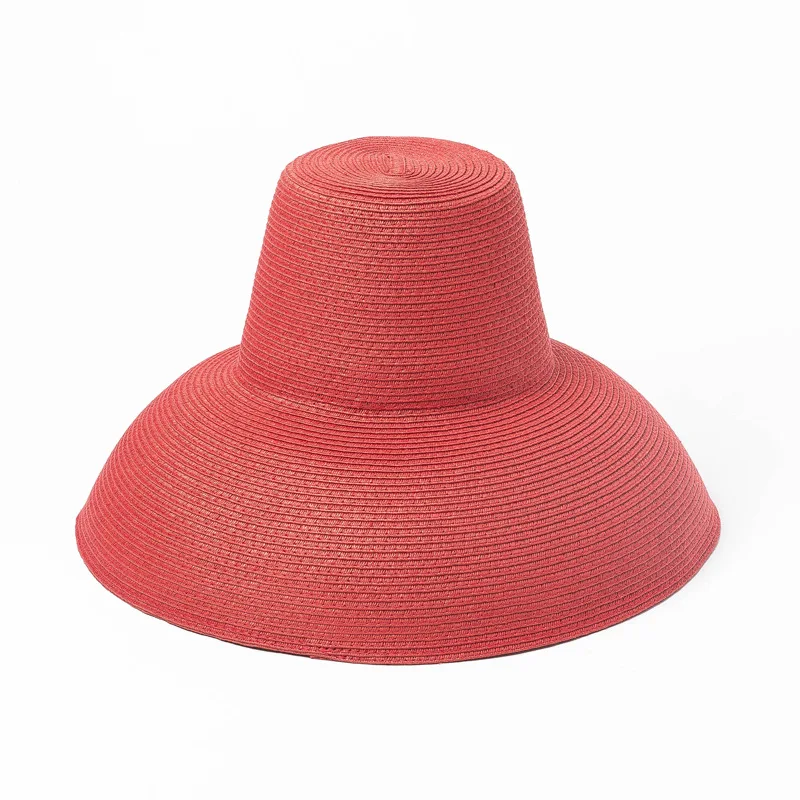 

European And American Style Retro Tall Crown Big Brim Papyrus Bowler Hat Stage Catwalks Concave Modeling College Style Sun-resis
