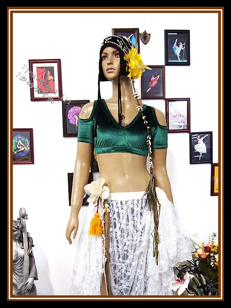 

velvet Fat Chance Tribal Choli belly dance costume drop short sleeve top FB22