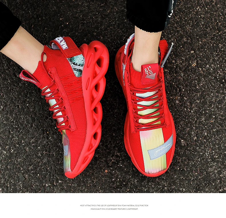 New Men Running Shoes Trend Couple Sneakers Lightweight Comfortable Cushioning Sport Shoes High Elastic Non-slip Wear Shoes35-46