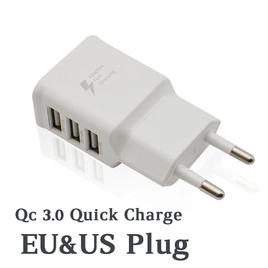 

EU/US Plug Qc 3.0 Quick Charger 3 Port USB Charger EU/US USB Power Adapter Mobile Phone Travel Wall Charger QC 3.0 Fast Charger