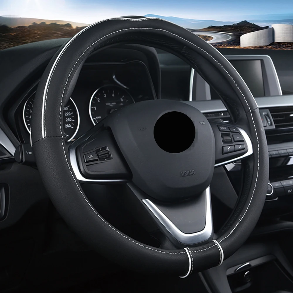 White Универсальные аксессуары для интерьера чехол на руль подходит для Skoda Fabia Octavia Laura Superb Karoq Kodiaq Ibiza Leon Arona Macan - Название цвета: White