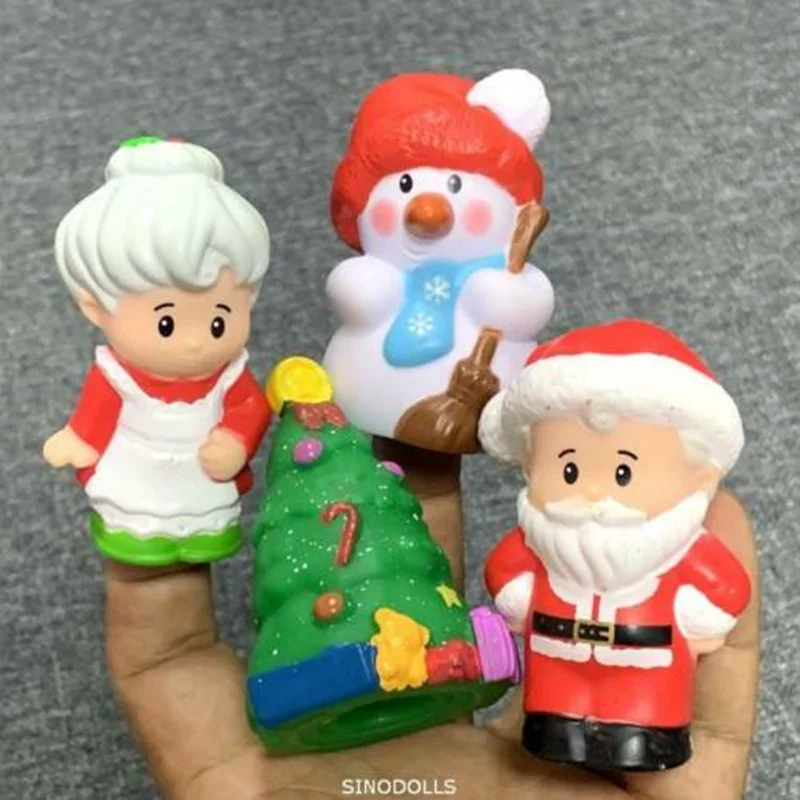 Lot 4Pcs Fisher Little Christmas mini People Santa Claus Snowman Xmas Tree figure Doll toys child kid gift