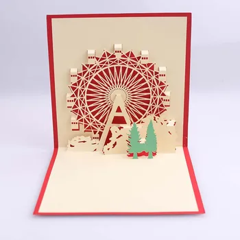 

Creative off 3D paper sculptures happiness Ferris wheel birthday love blessing business New Year couple card greeting card