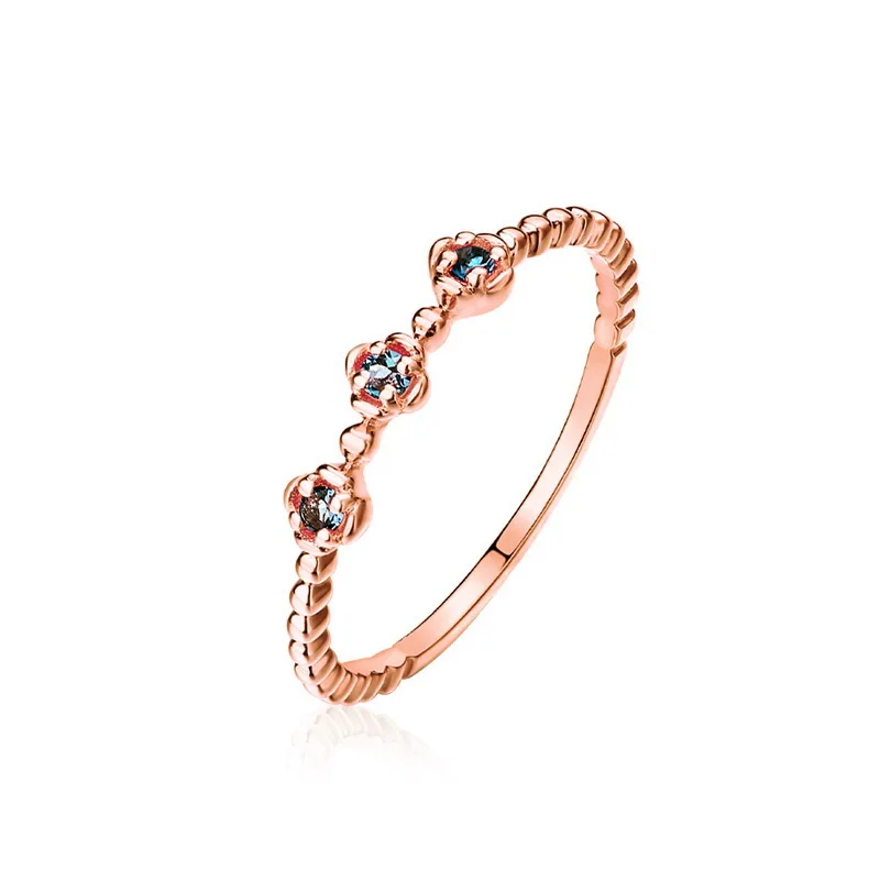 

Lucky 14K Pure Real Rose Gold Topaz 4-Leaf Clover Rings for Women Fancy Flower Genuine Gemstone Bands Fine Anniversary Jewelry