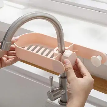

Household Sink Faucet Sponge Holder Kitchen Faucet Drain Rack Soap Rag Organizer Storage Shelf Kitchen Accessories.N