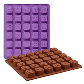 

30 Cavities ABC Chocolate Silicone Mold Letter Square Mousse Mould 26 Letter Chocolate Mould Dessert Mold Cake Decoration Tool