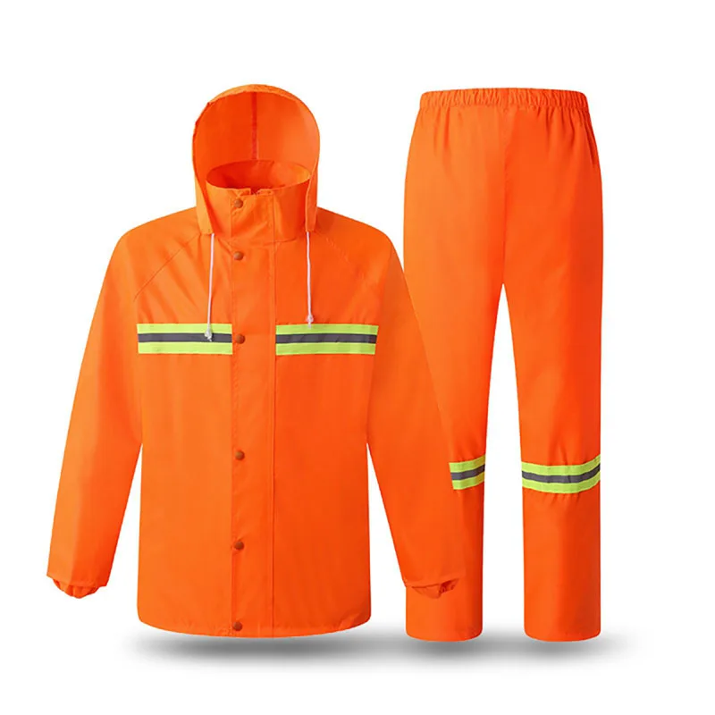 

Bright color Reflective Rain Suit Hooded Long Sleeve Jacket Pants Kit High Visibility Windproof Waterproof Raincoat Outwear Suit