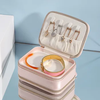 

Travel Portable Jewelry Makeup Organizers Women Cosmetic Lipstick Collection Box Necklaces Earrings Bracelet Display Accessories