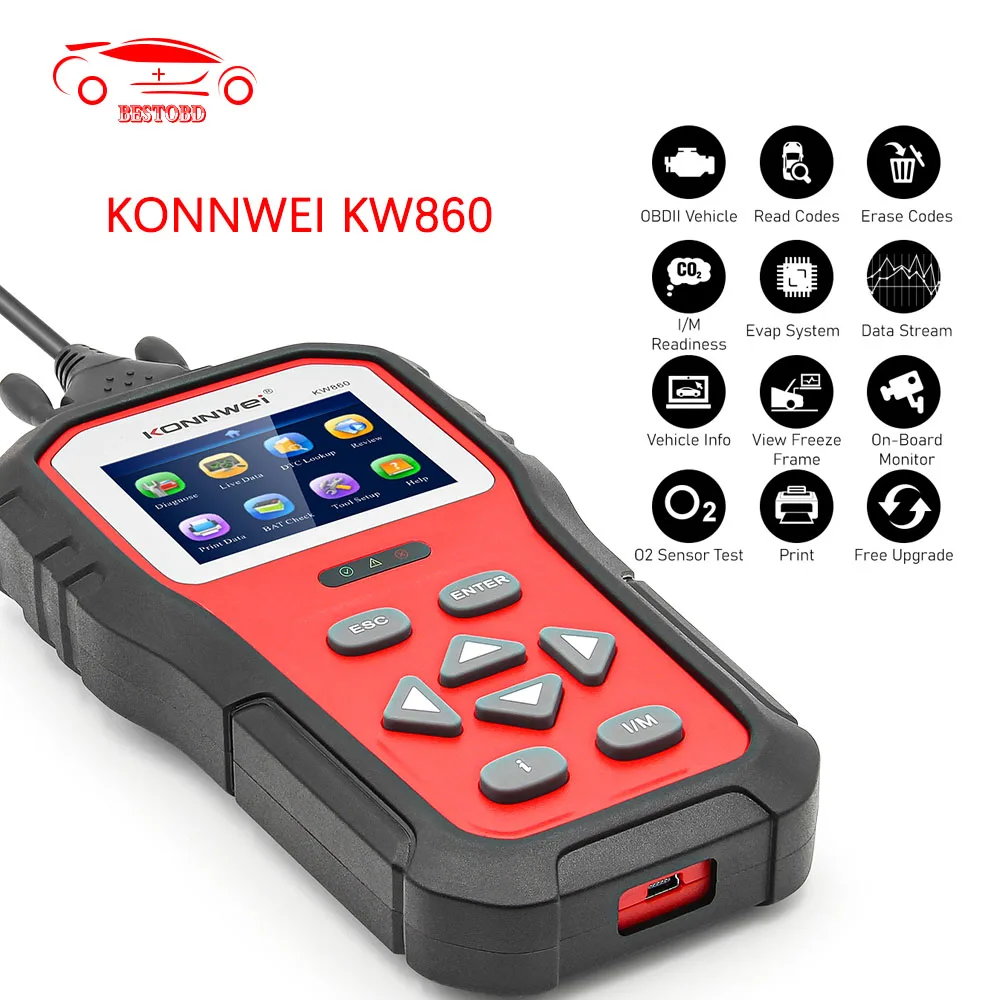 Автомобильный диагностический сканер KONNWEI KW860 OBD 2 OBD2 считыватель кодов