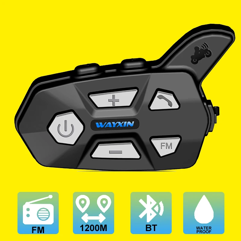 

Motorcycle Intercom 1200M Bluetooth Helmet Interphone Headset Waterproof Wireless Bluetooth Moto Headset Interphone FM