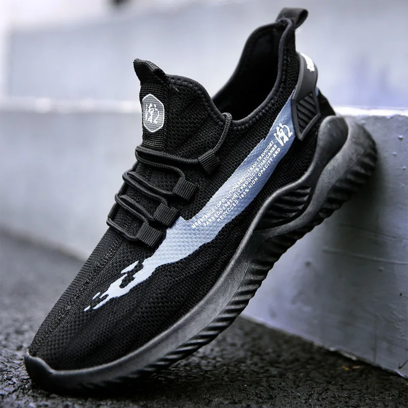 Zapatos informales de moda para hombre, zapatillas de malla transpirable para correr, Tenis ligeros con cordones vulcanizados, zapatillas para caminar - Imagen 3