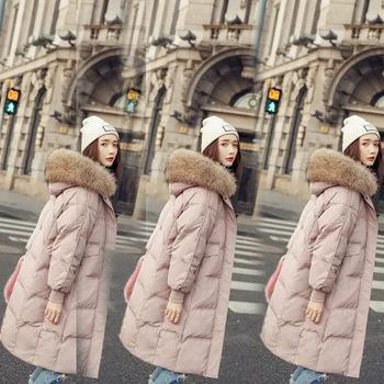 

Longqibao Women's White Duck Down In The Long Section New Korean Fashion Long Knees Loose Coat Women's Clothes Women Jacket