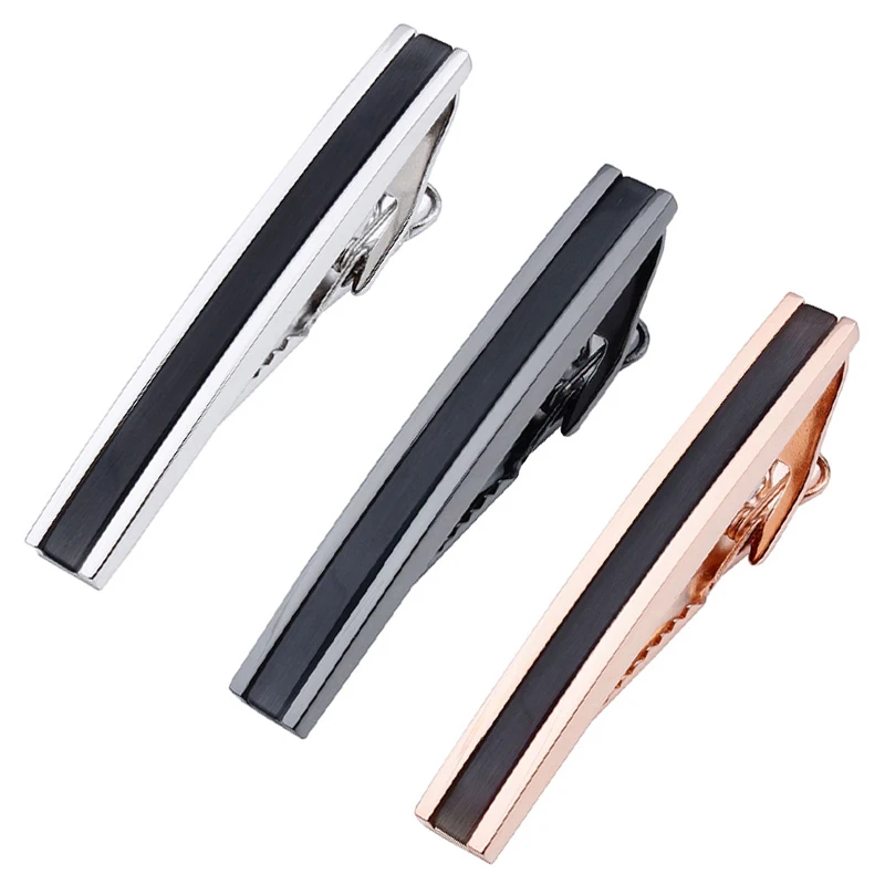 Three Colors Rose Gold/Gun/ Tie Clip with Stone For men Tie Bar Pin