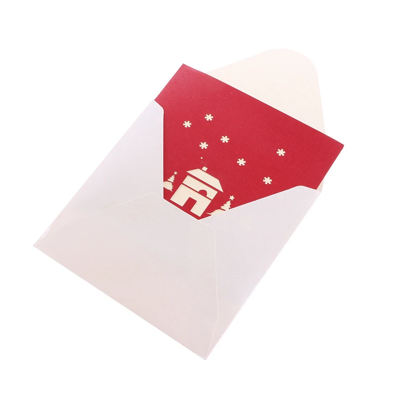 Christmas House 3D Greeting Blessing Card Pop Up Paper Cut Postcard BirthdayGift 634E