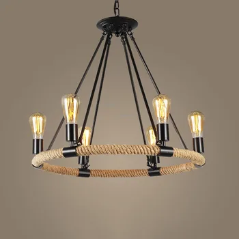 

Vintage Loft Rope Chandelier 6/8/14 Head Bedroom Living Room Decor Pendant Lamps Lights Kitchen Fixtures Hanging Lamps Luminaire