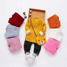 Autumn New Arrival Girls Fashion Warm Fleece Sweaters Kids Candy Color Sweaters Sweater Girls
