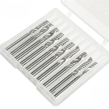 

10Pcs 1/8 Carbide CNC Router Bits Single Flute Tools For 3D Relief Sculpturing