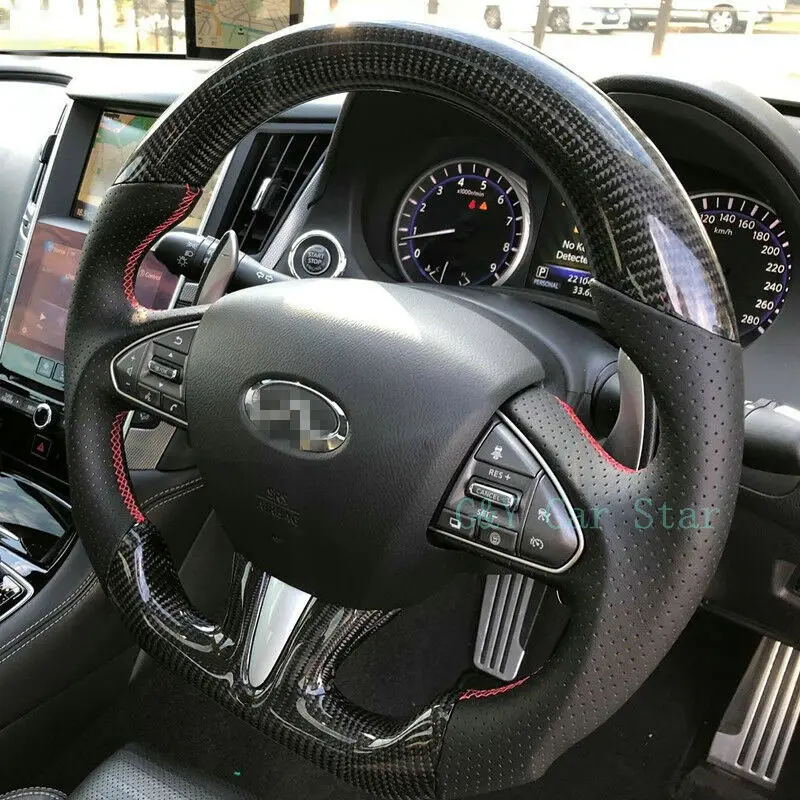 Акция 100% натуральная углеродная кожа руль для Infiniti Q50 Q50L|Рулевые колеса и ступицы