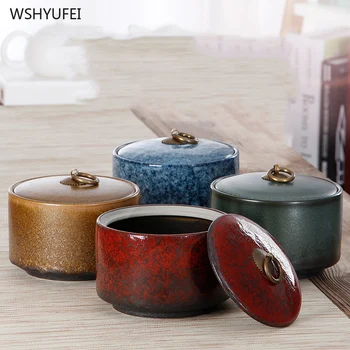 

Kiln change copper buckle moisture-proof sealing ceramic with cover coffee bean candy biscuit collection cans kitchen storage