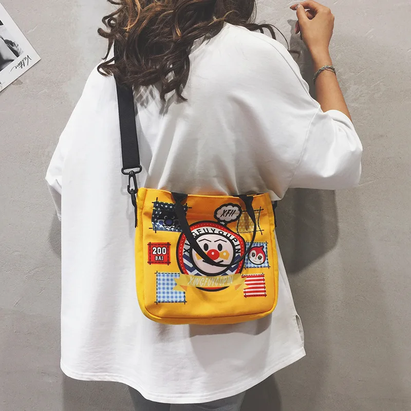 Летняя текстильная сумка через плечо женская стиль Мода корейский стиль универсальная модная Милая набивная женская сумка