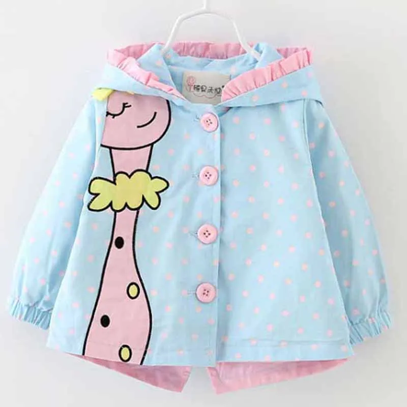 AX061 Blue Mayfair Cabin Girls Coat Baby Clothes cartoon Coats dot hooded Children Outerwear&Coats Fashion baby girl coats Jackets clothing - Color: AX061 Blue
