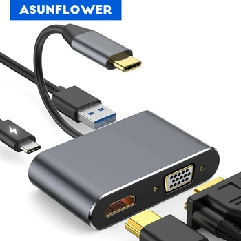 

USB Type C HUB HDMI 4K 60hz Type C To VGA HDMI USB Adapter for MacBook Air Pro With High Speed USB 3.0 65W PD Charging USB C HUB