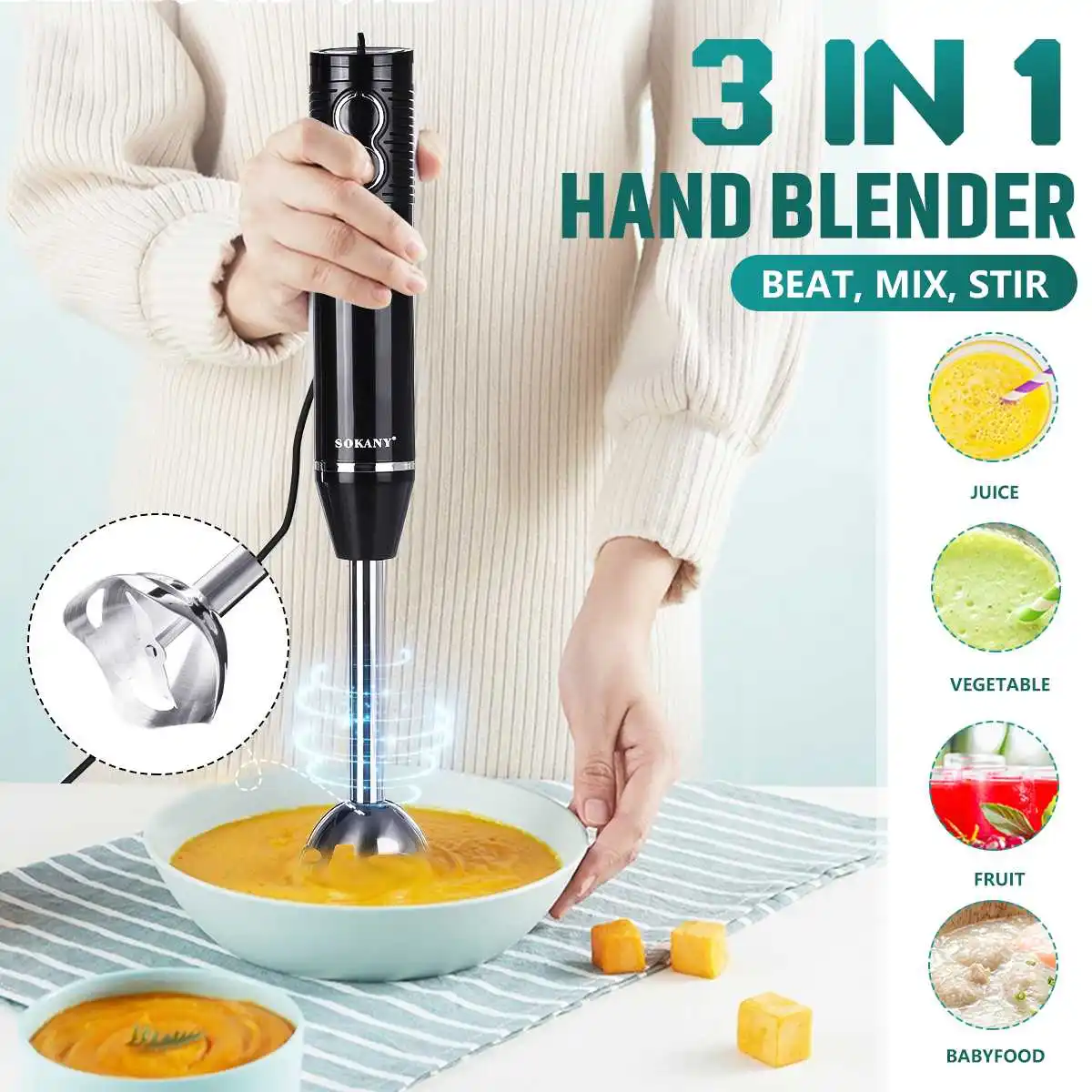 Dropship Hand Stick Handheld Immersion Blender Food Food Complementary  Cooking Stick Grinder Electric Machine Vegetable Mixer to Sell Online at a  Lower Price